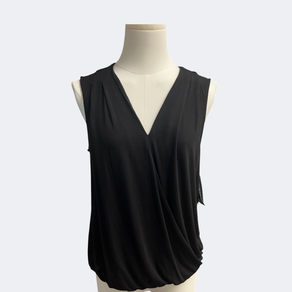 Liverpool Top Women S Black V Neck Sleeveless Drape Front Pullover Soft Knit NWT - Picture 1 of 13